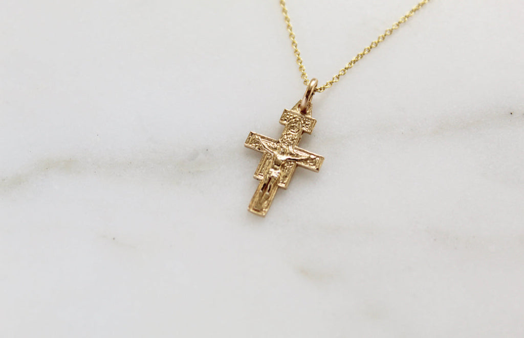 Damiano Crucifix Necklace 14K Gold
