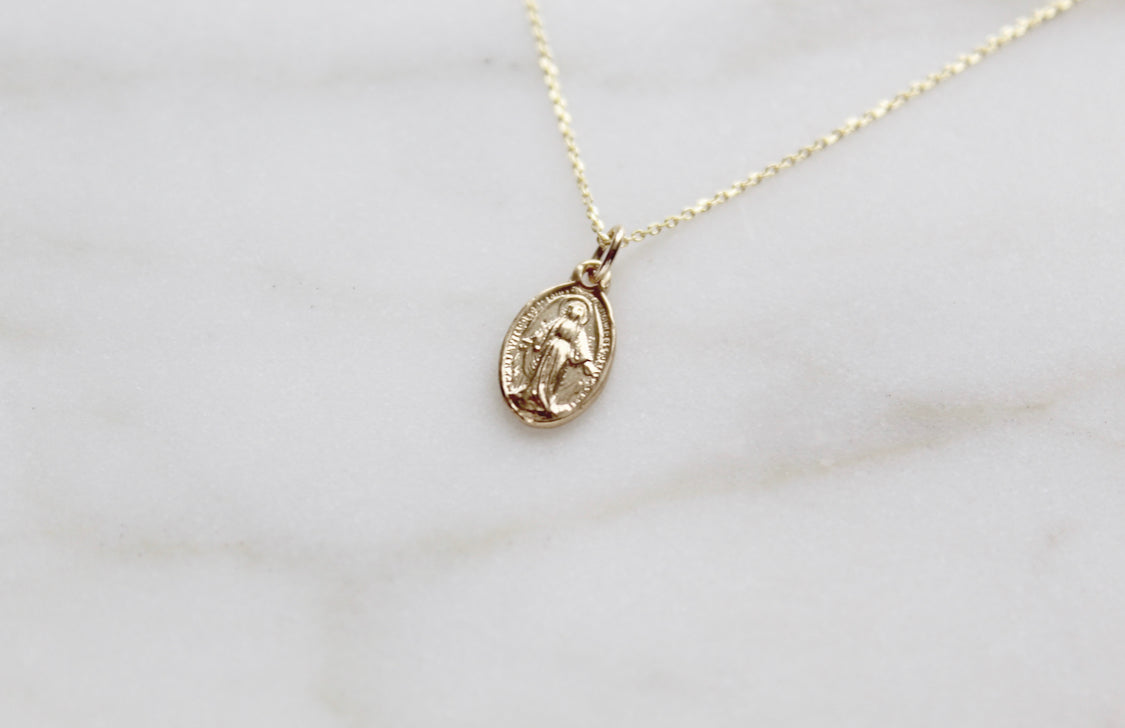 14k Gold Miraculous Medal Necklace