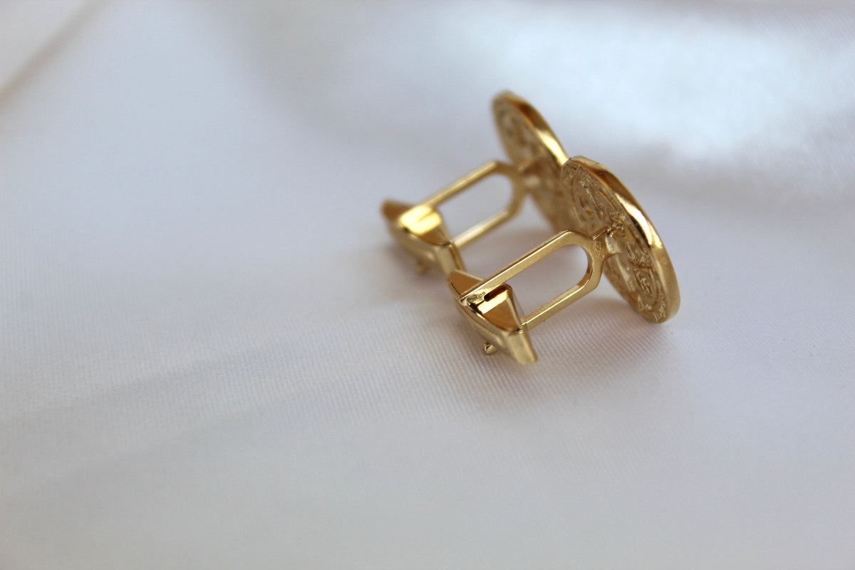 St. Benedict Cufflinks in Gold Vermeil