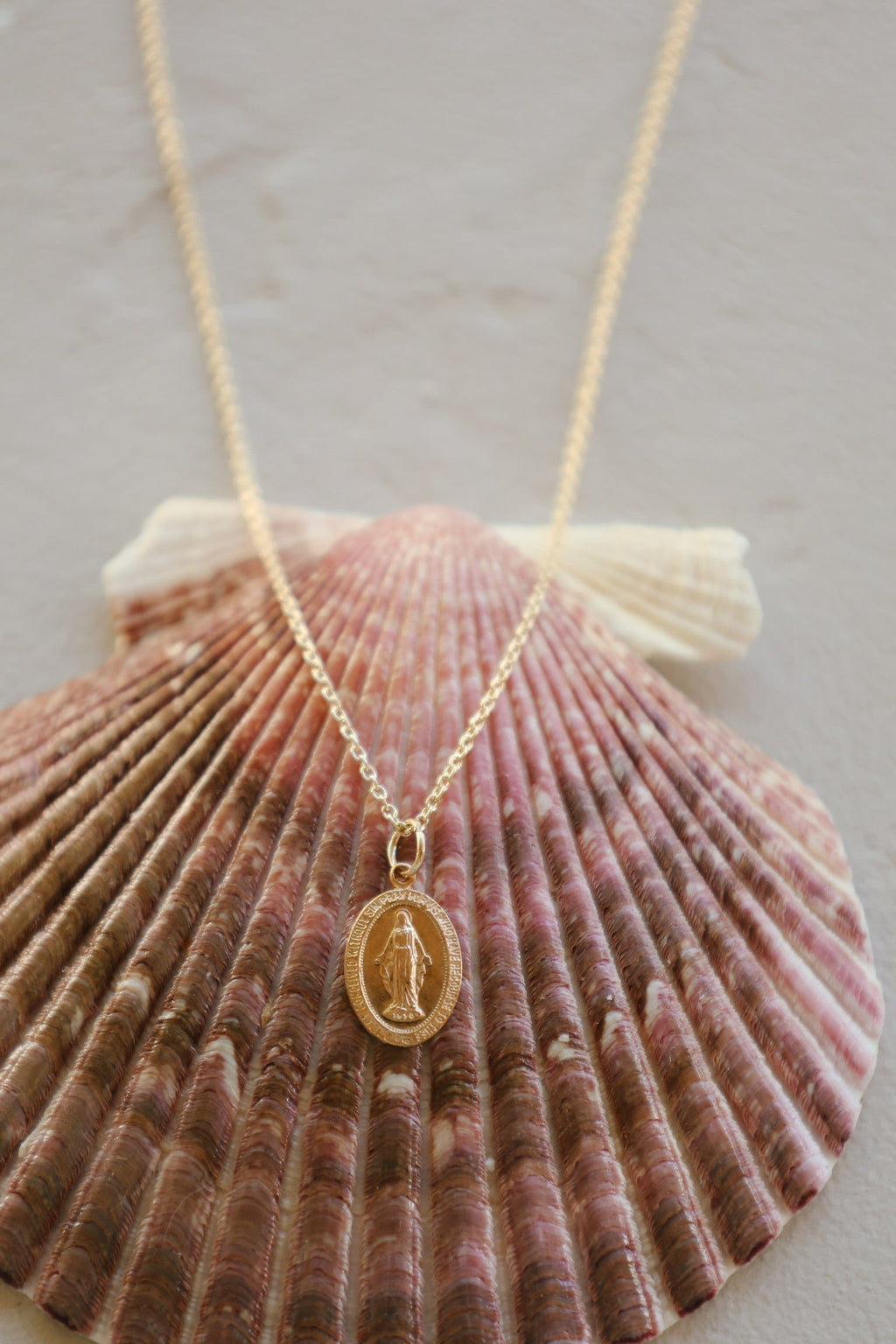 14k Dainty Miraculous Medal Necklace