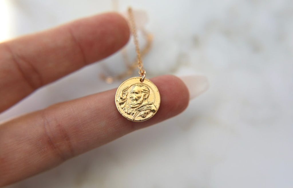 Padre Pio Necklace in Gold Vermeil