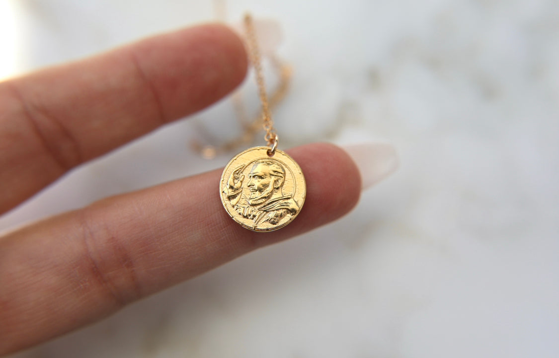 Padre Pio Necklace in Gold Vermeil