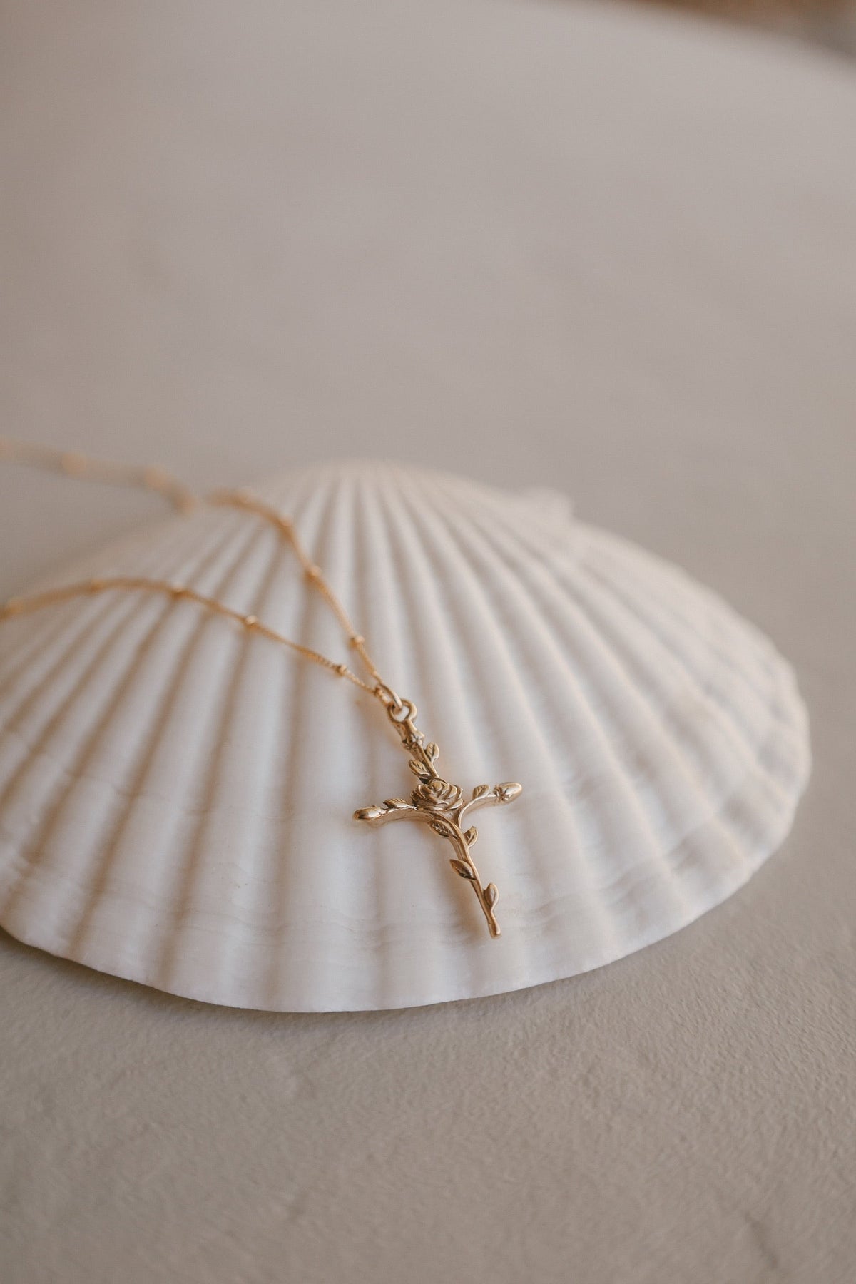 Roselle Cross Necklace