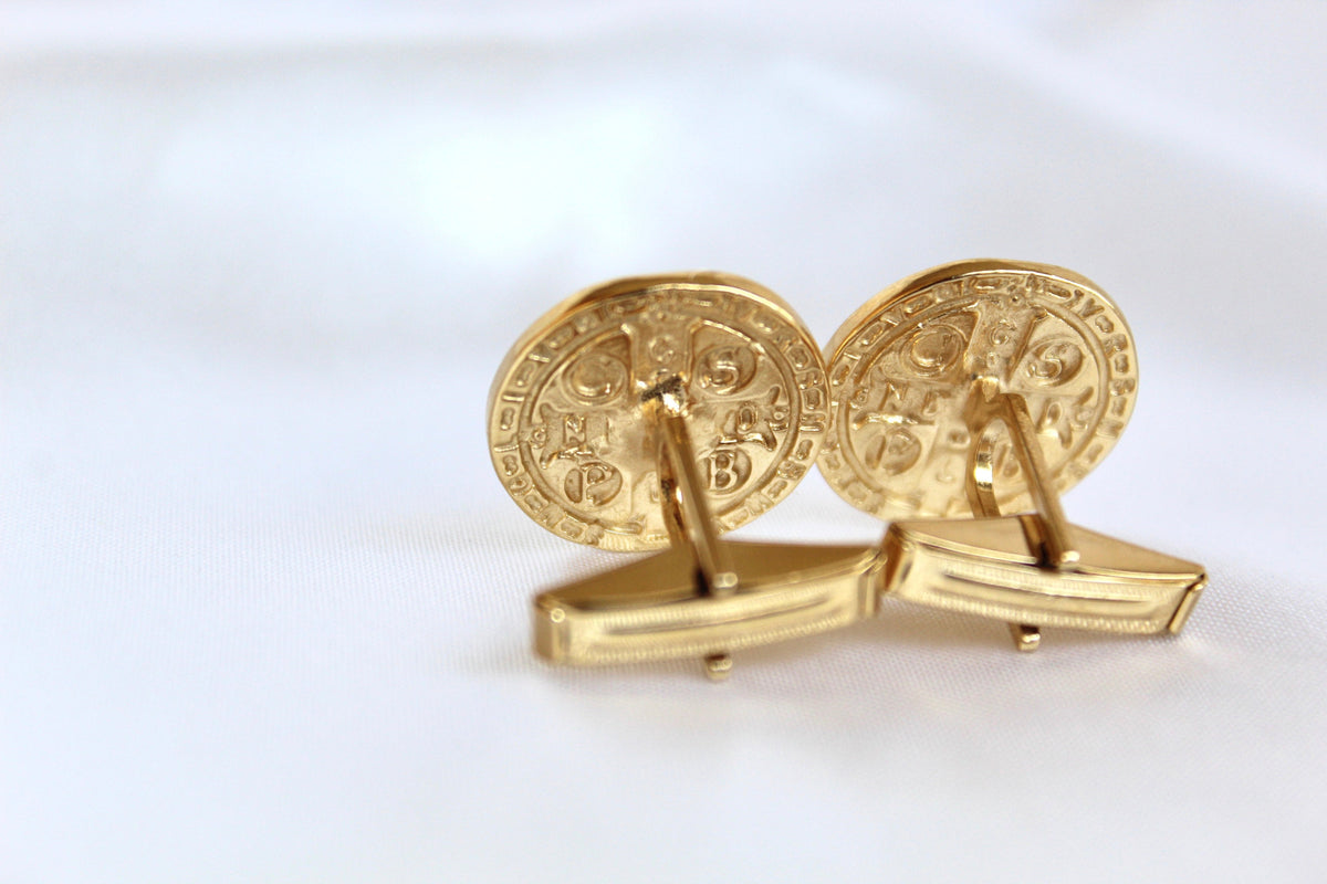 St. Benedict Cufflinks in Gold Vermeil