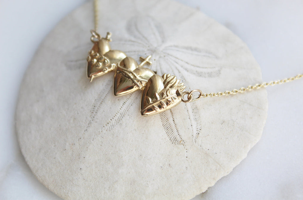 Holy Family Hearts® Necklace in 14k Gold
