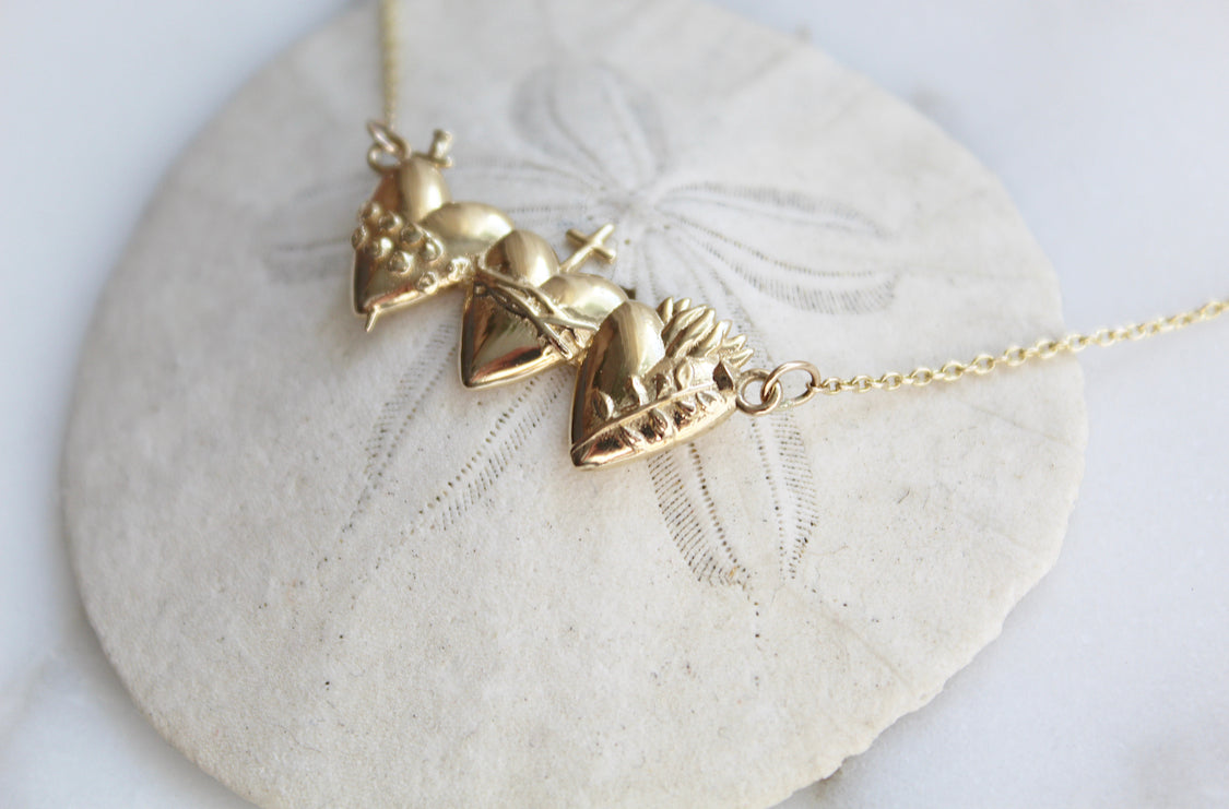 Holy Family Hearts® Necklace in 14k Gold