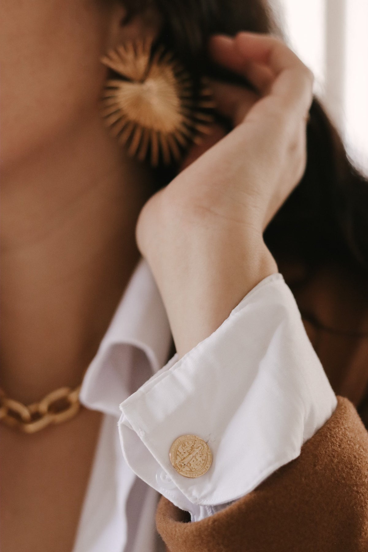 St. Benedict Cufflinks in Gold Vermeil