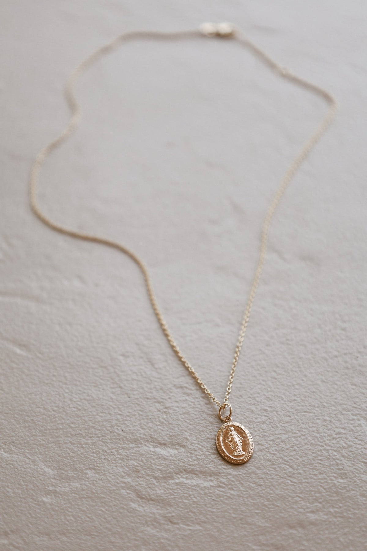 14k Dainty Miraculous Medal Necklace