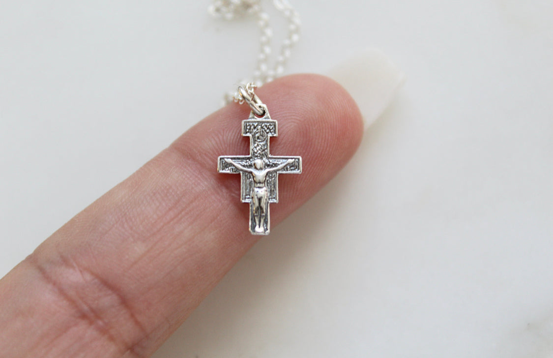 San Damiano Crucifix Necklace in 925 sterling silver