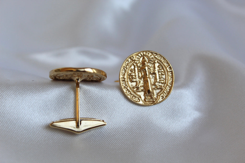 St. Benedict Cufflinks in Gold Vermeil