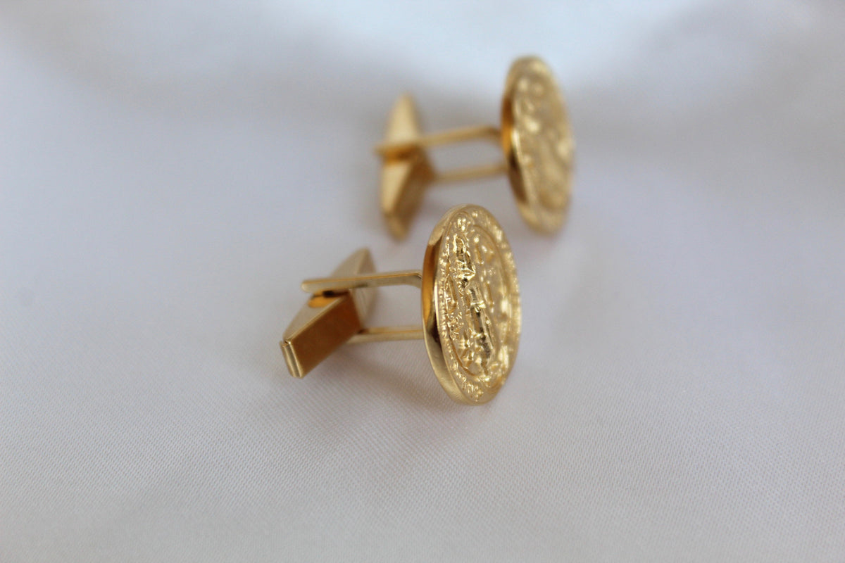 St. Benedict Cufflinks in Gold Vermeil