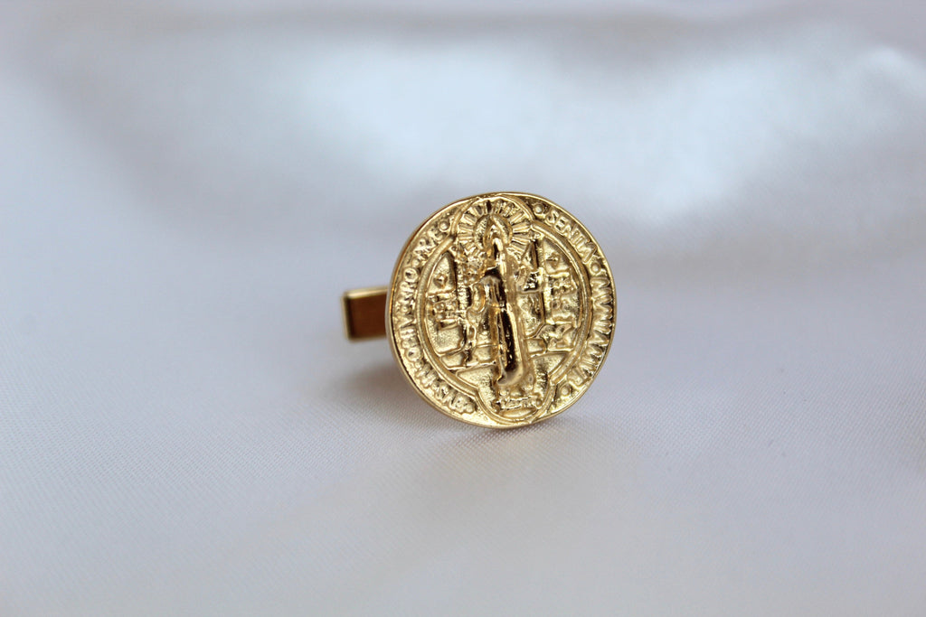 St. Benedict Cufflinks in Gold Vermeil