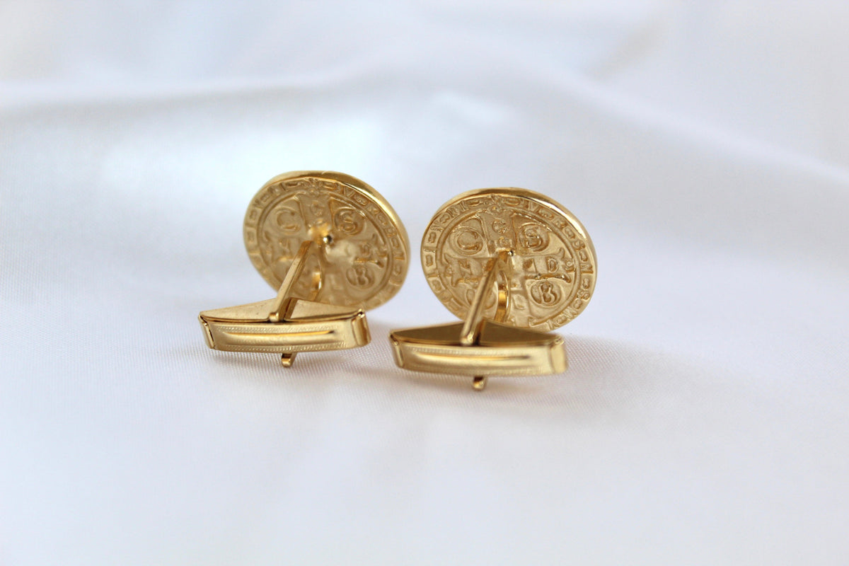St. Benedict Cufflinks in Gold Vermeil