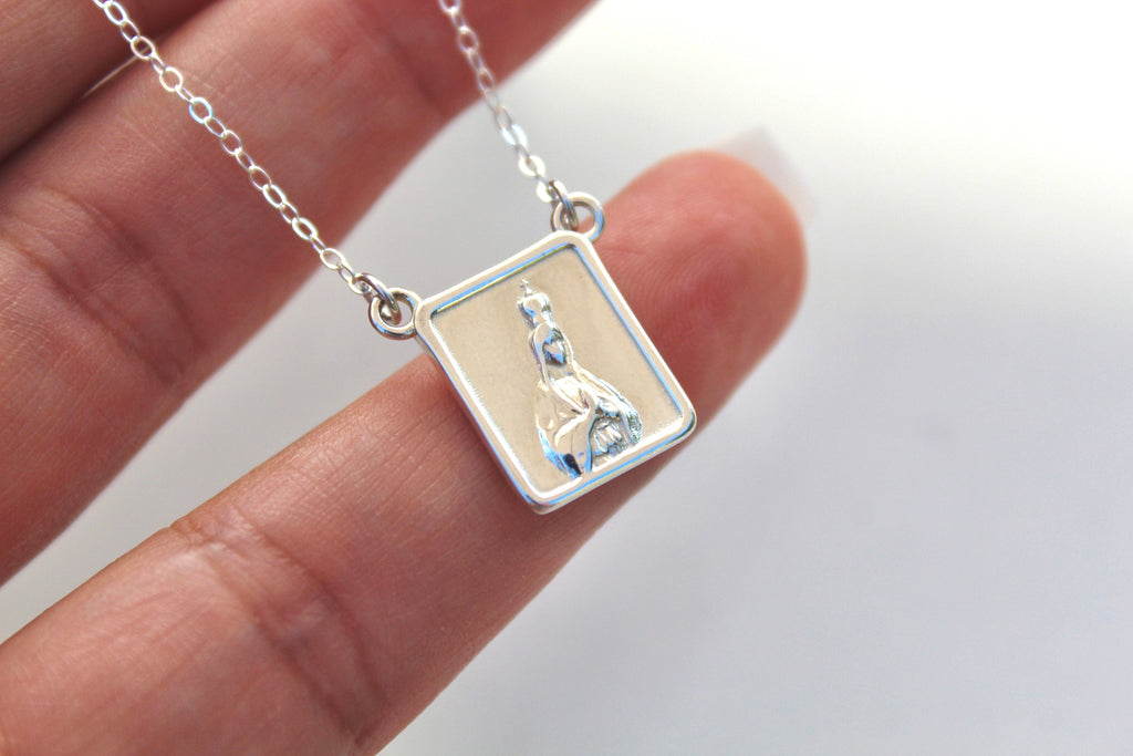 Our Lady of Fatima's Immaculate Heart Necklace in Sterling Silver
