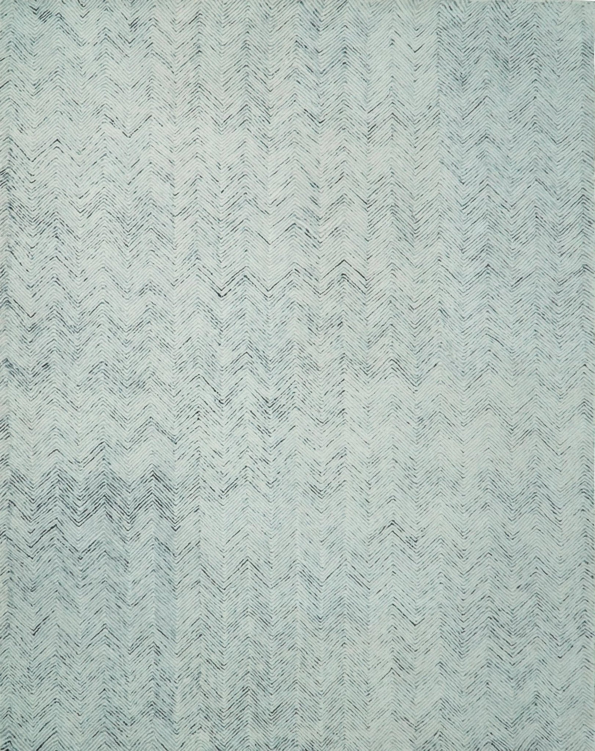 Modern Style Hand Tufted Blue and Ivory Area Rug