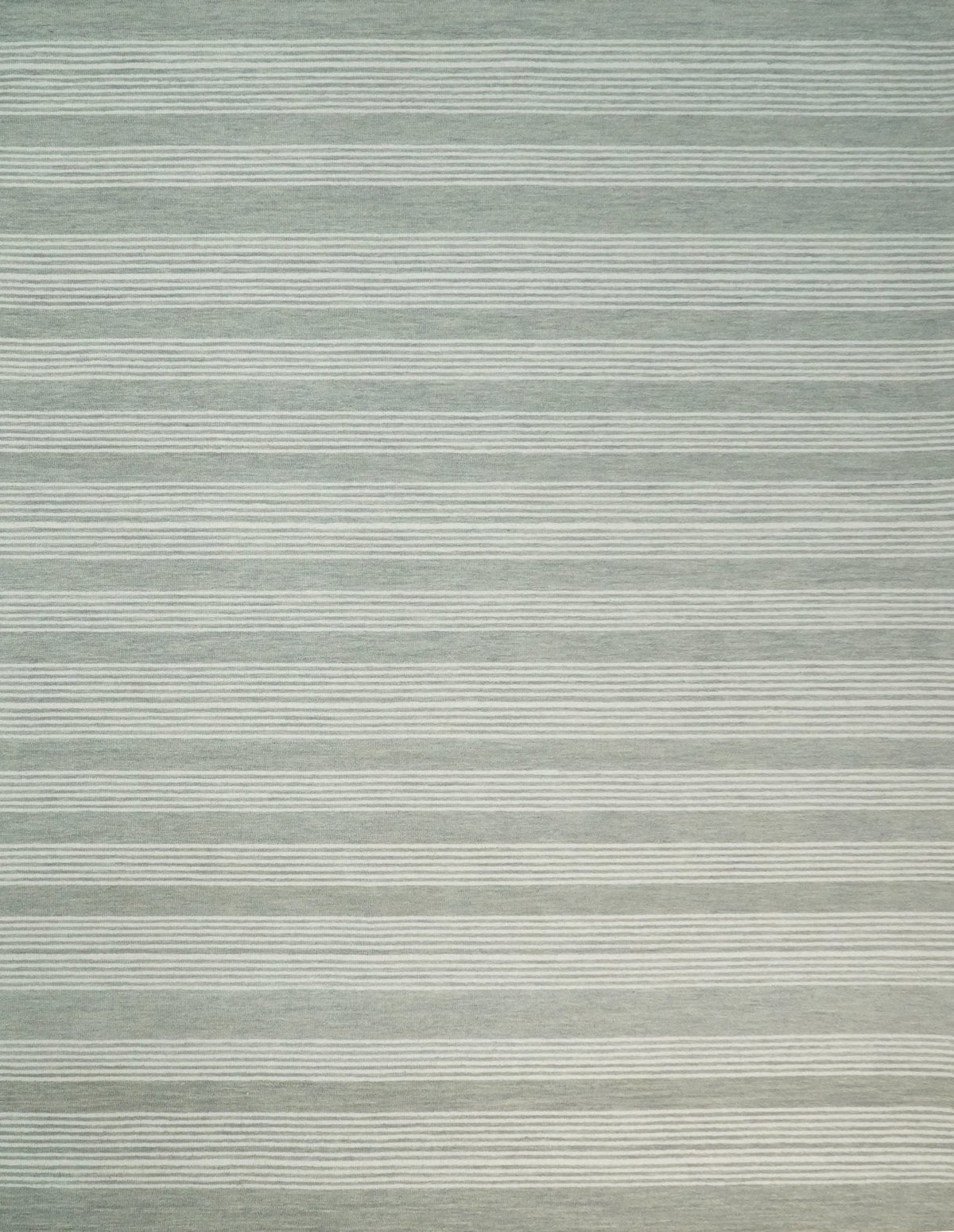 Modern Stripes Pattern Grey and Ivory Hand Tufted Wool Area Rug