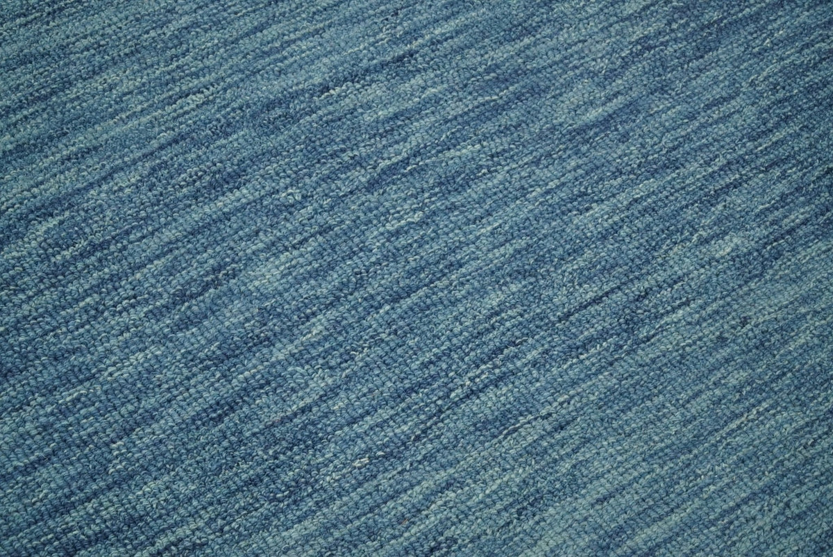 Modern Solid Design Blue Hand Tufted Wool Area Rug