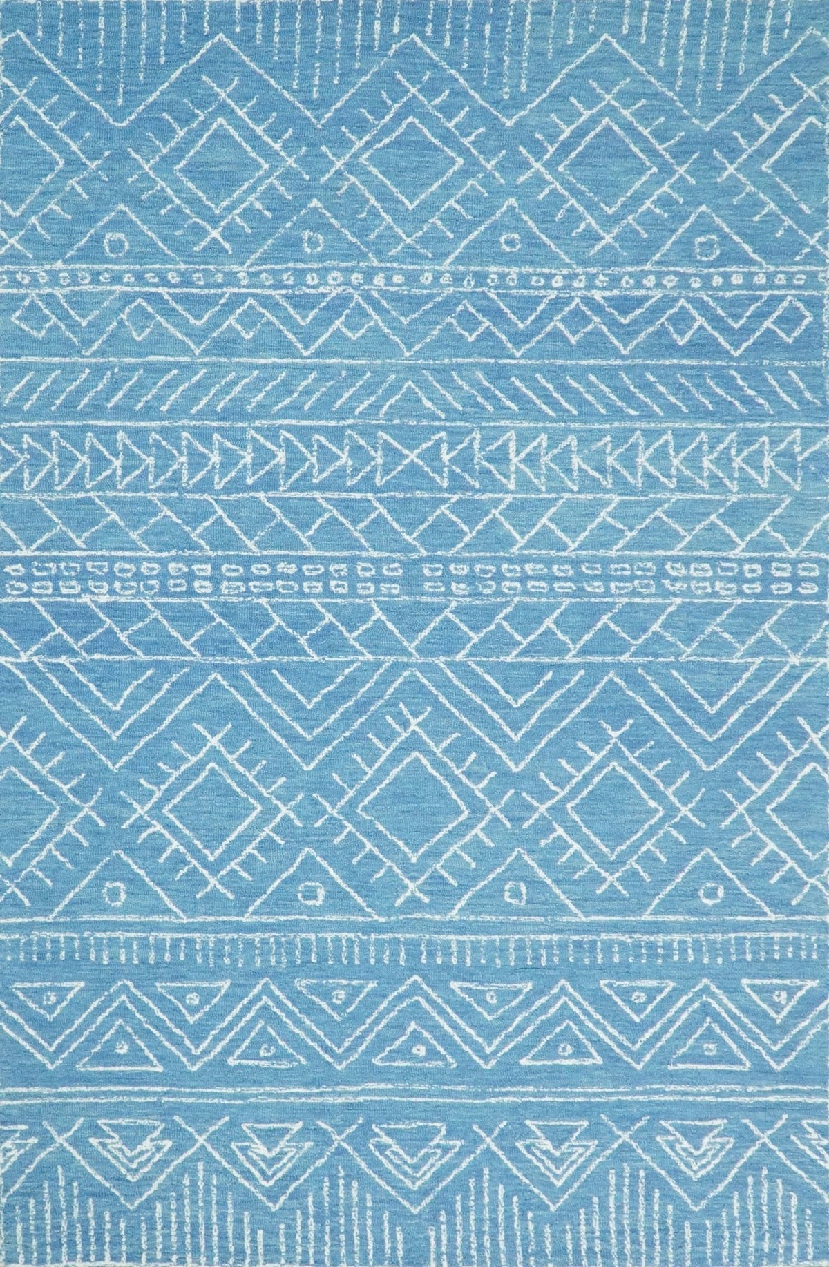 Blue Modern Contemporary Hand Tufted Wool Area Rug