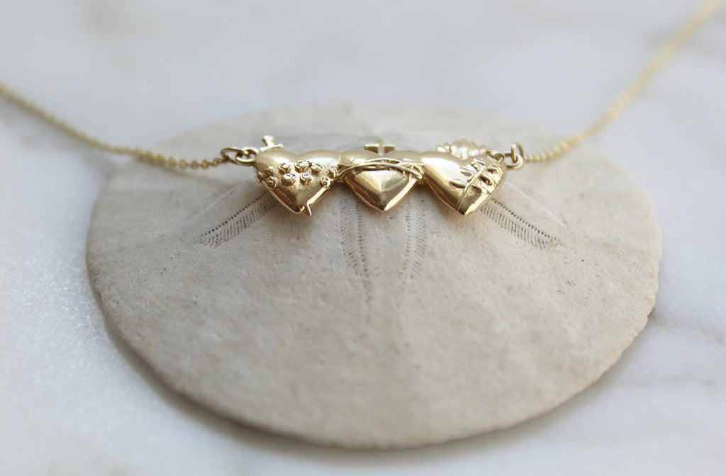 Holy Family Hearts® Necklace in 14k Gold