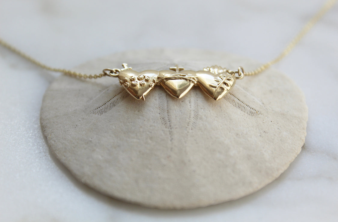 Holy Family Hearts® Necklace in 14k Gold