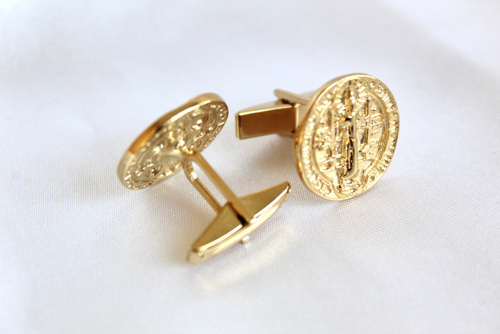 St. Benedict Cufflinks in Gold Vermeil