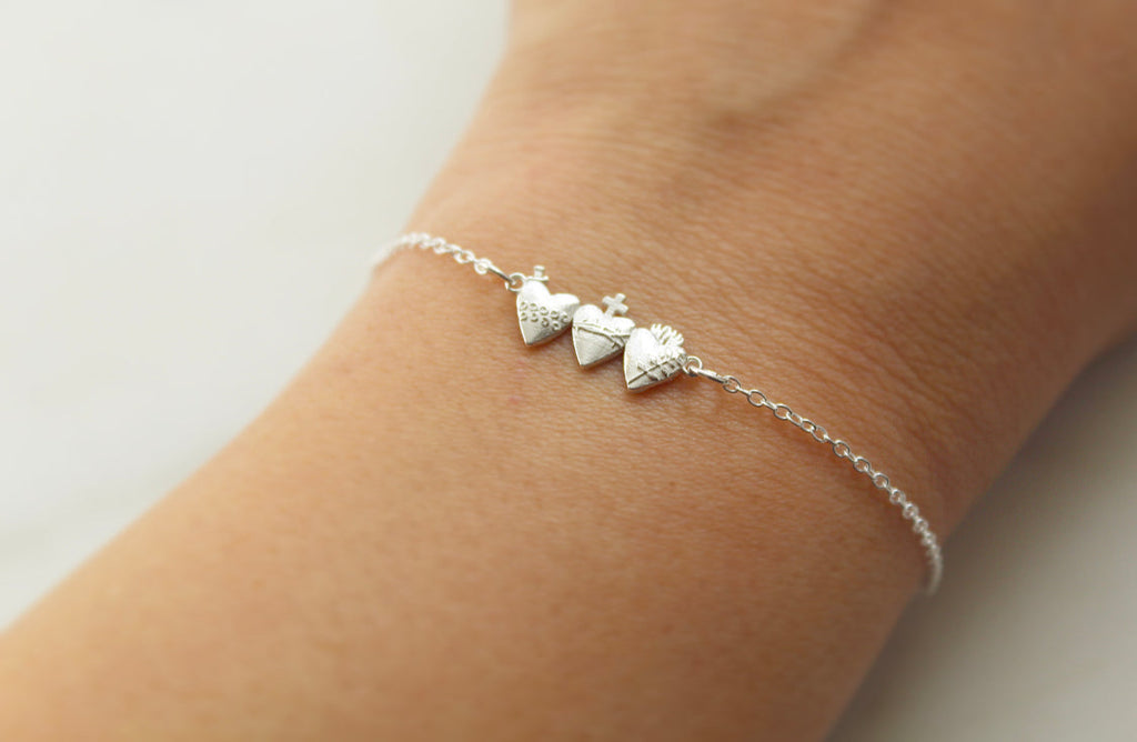 Holy Family Hearts® Bracelet Sterling Silver Tiny Version