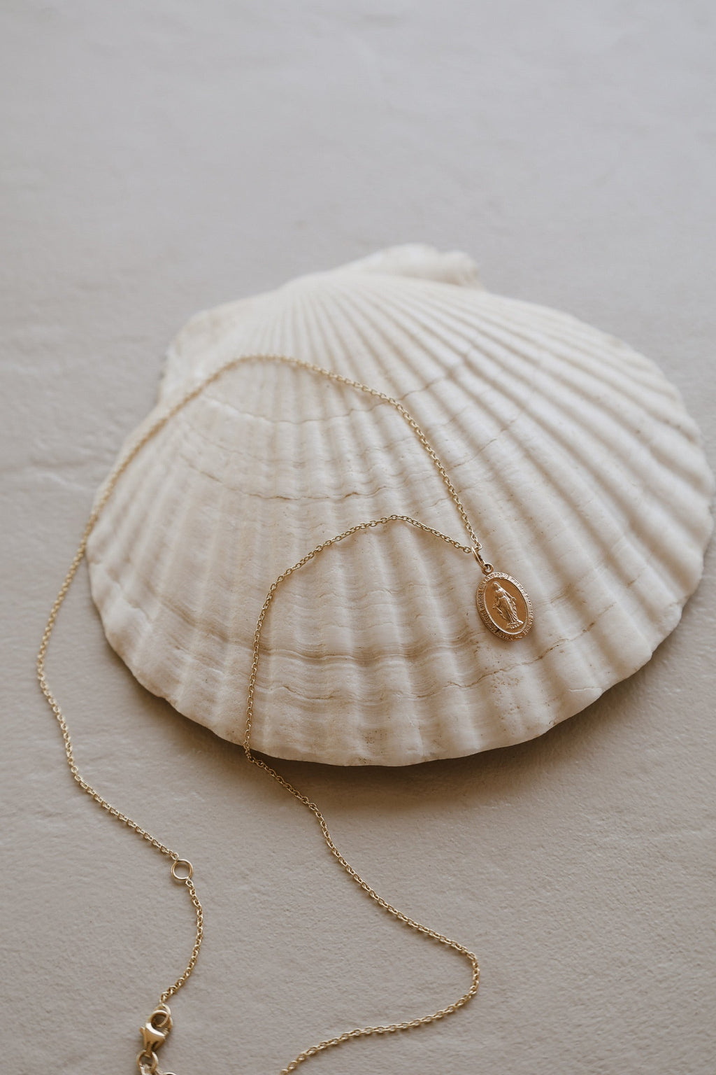 14k Dainty Miraculous Medal Necklace