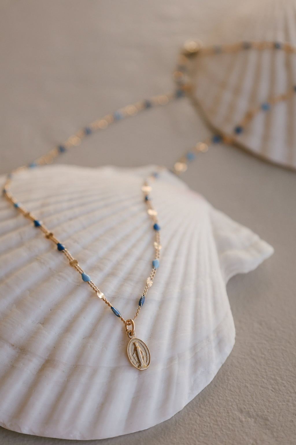 Celestial Blue Miraculous Medal Necklace