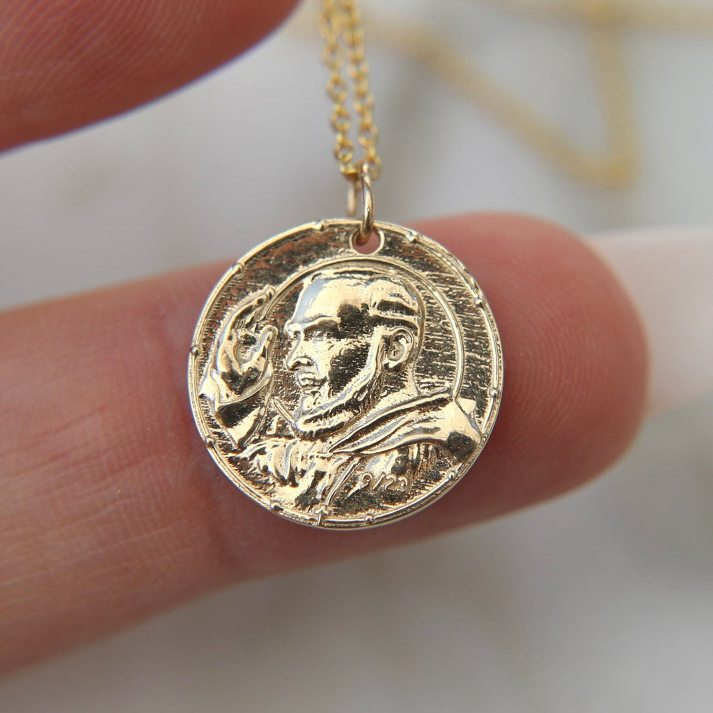 Padre Pio Necklace in 14k Gold