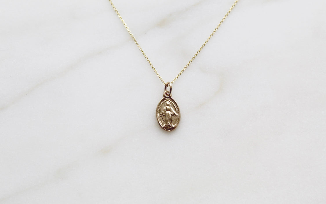14k Gold Miraculous Medal Necklace