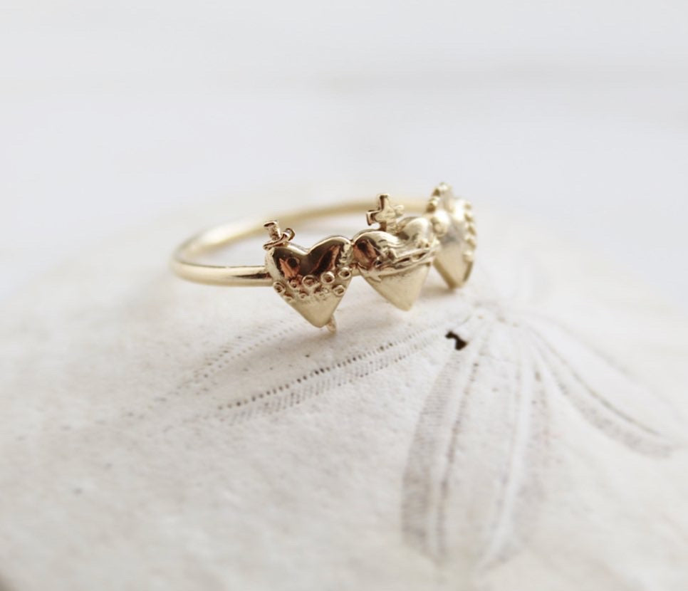 Holy Family Hearts® Ring in Gold Vermeil