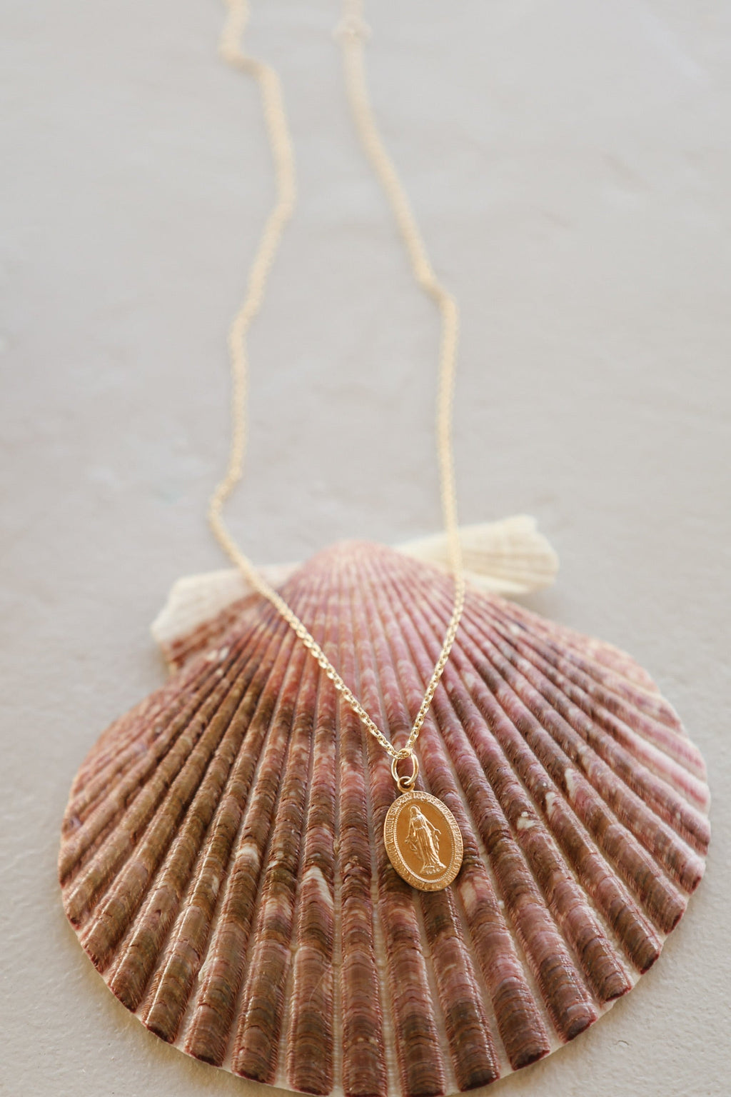 14k Dainty Miraculous Medal Necklace