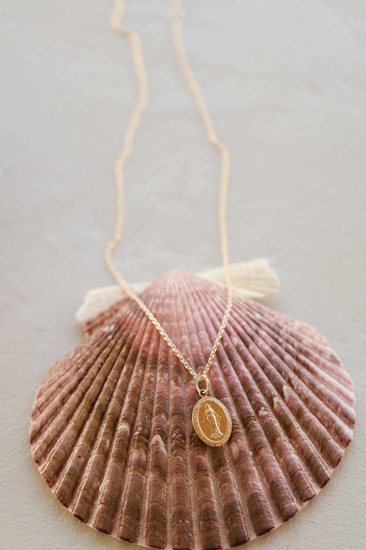 14k Dainty Miraculous Medal Necklace