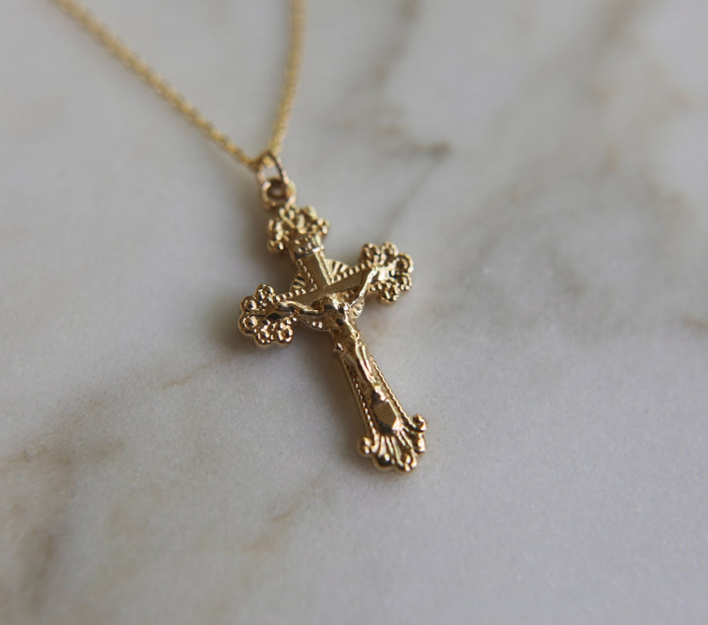 14k Gold Crucifix Necklace