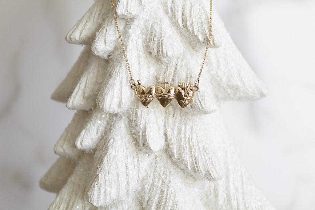 Holy Family Hearts® Necklace in 14k Gold