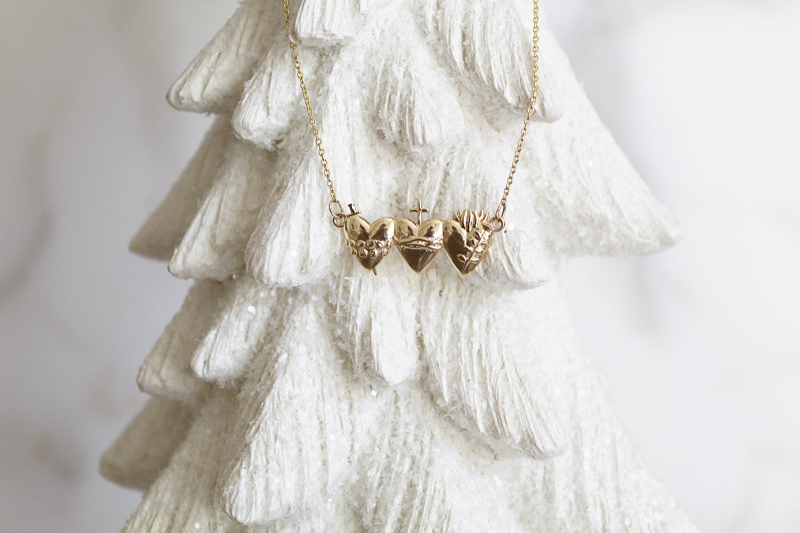 Holy Family Hearts® Necklace in 14k Gold