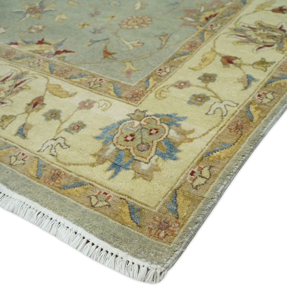 6x8 Fine Hand Knotted Silver and Ivory Traditional Vintage Persian Style Antique Wool Rug