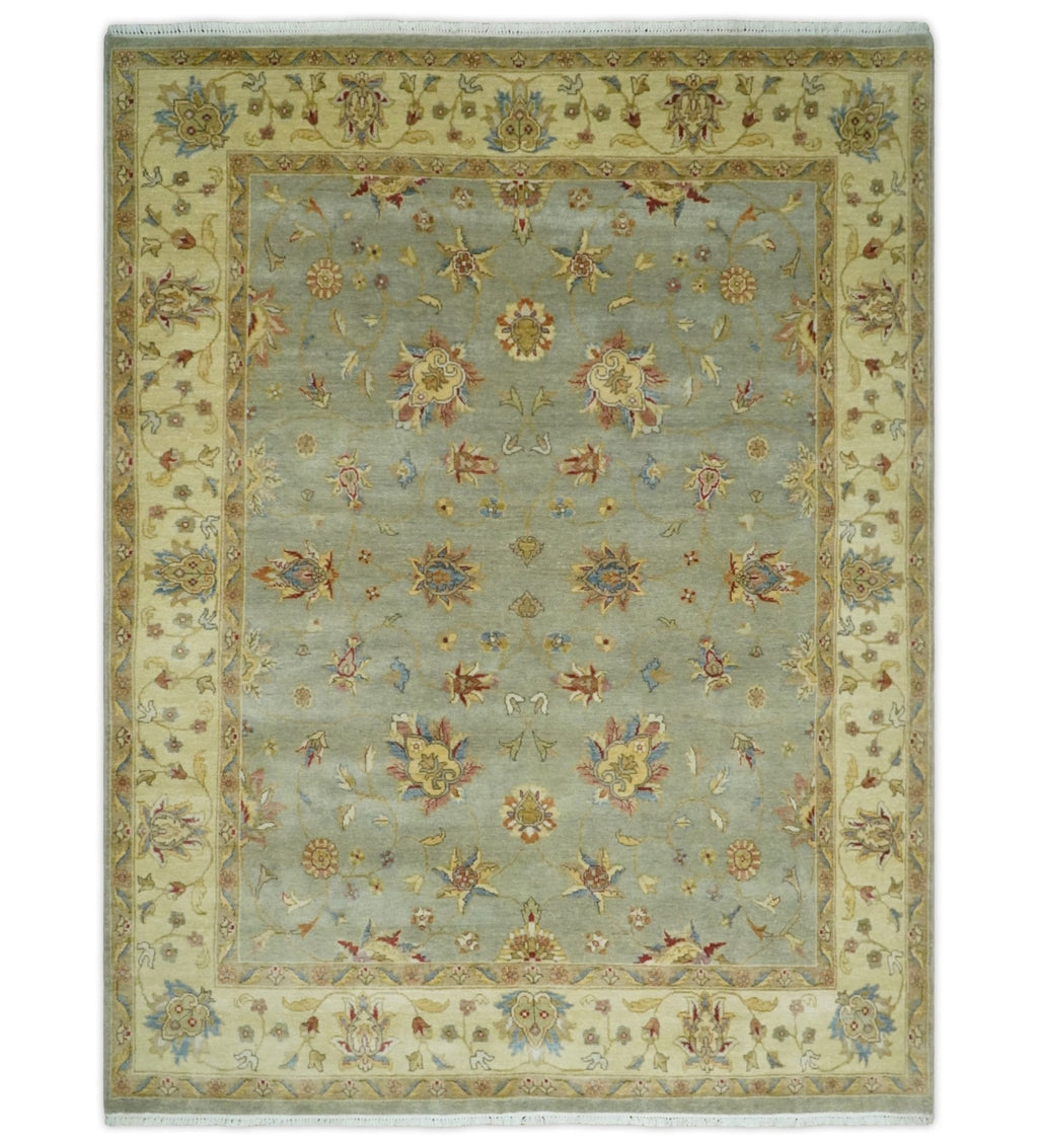 6x8 Fine Hand Knotted Silver and Ivory Traditional Vintage Persian Style Antique Wool Rug