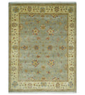 6x8 Fine Hand Knotted Silver and Ivory Traditional Vintage Persian Style Antique Wool Rug