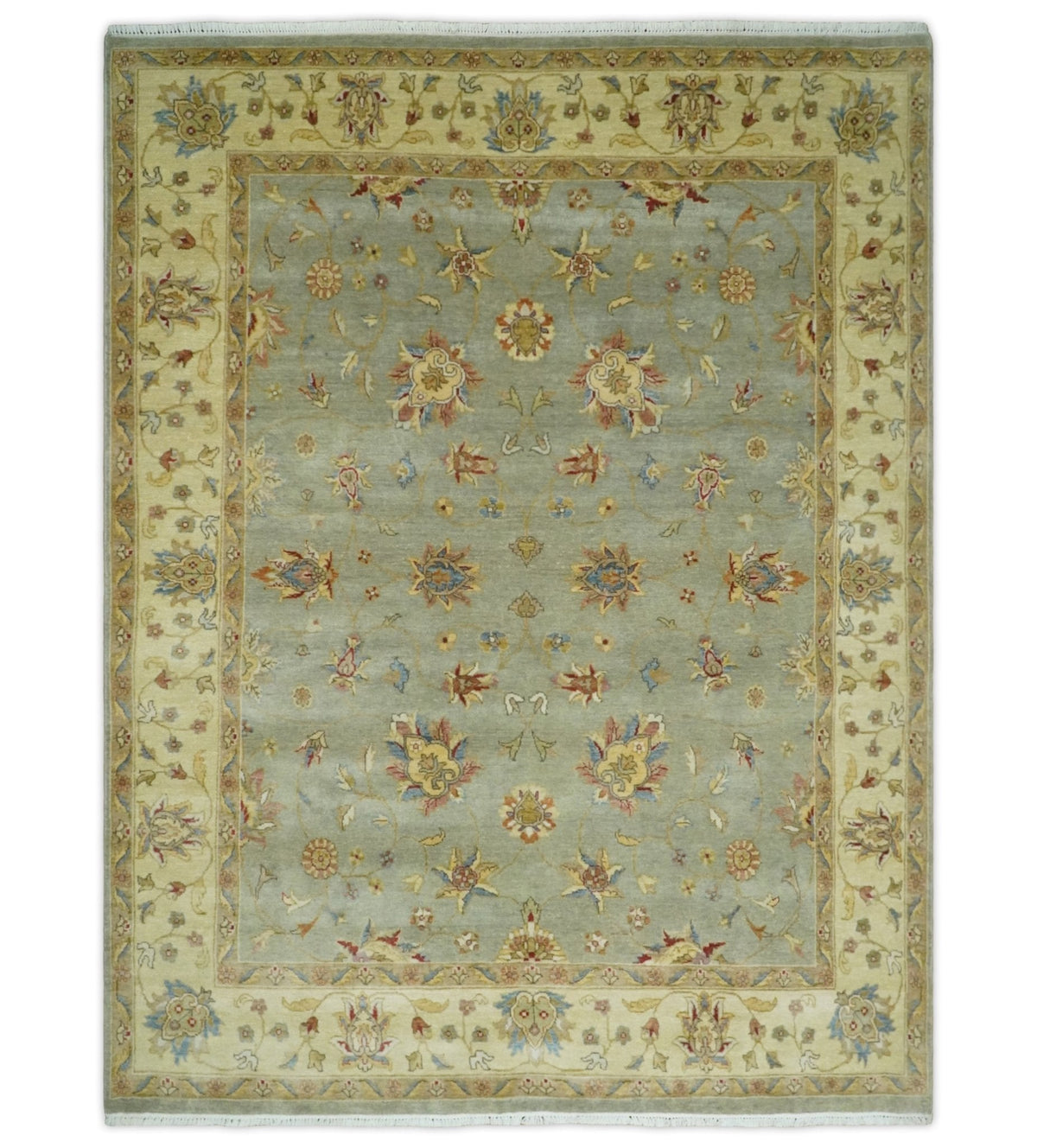 6x8 Fine Hand Knotted Silver and Ivory Traditional Vintage Persian Style Antique Wool Rug