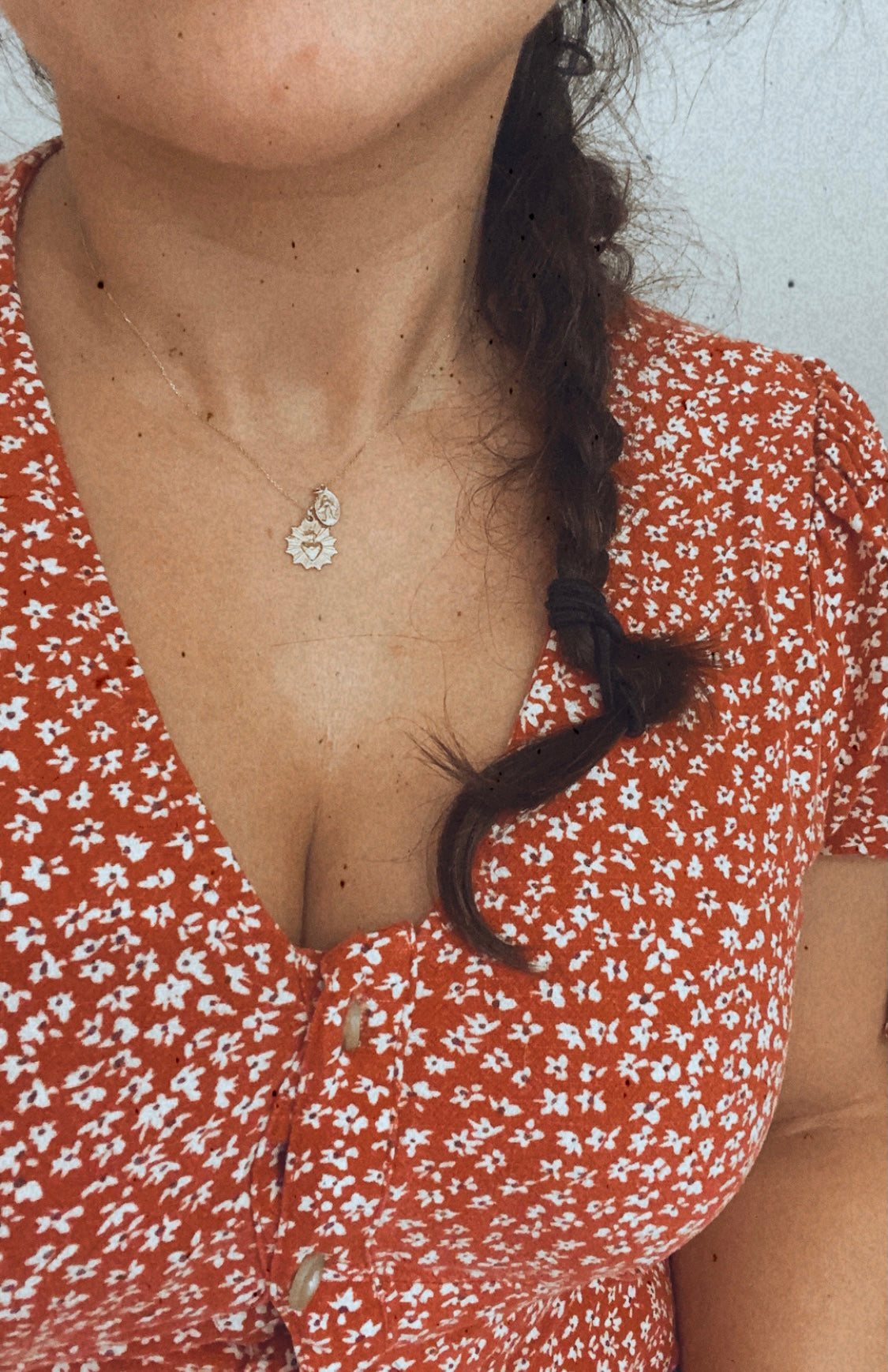 Sacred Heart and Miraculous Medal Necklace in 14k Gold