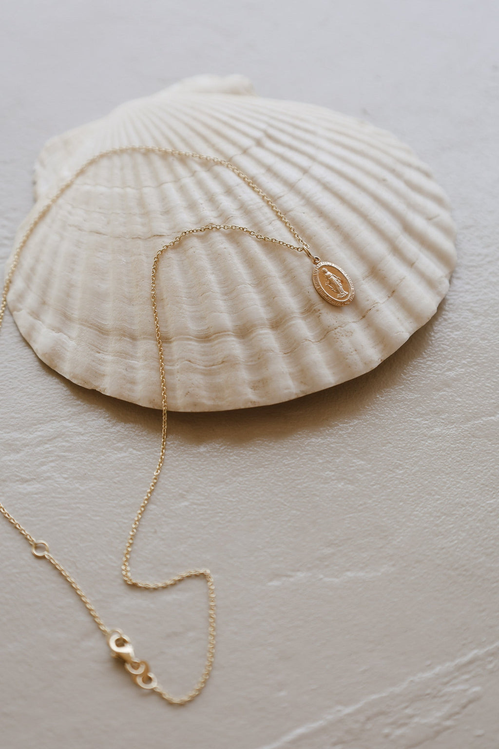 14k Dainty Miraculous Medal Necklace