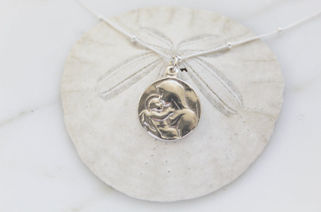 Jesus and Mary Necklace in Sterling Silver