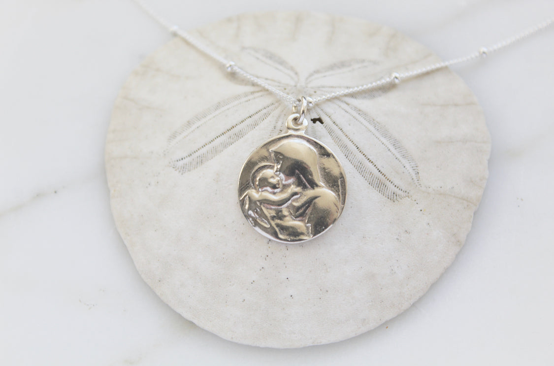 Jesus and Mary Necklace in Sterling Silver