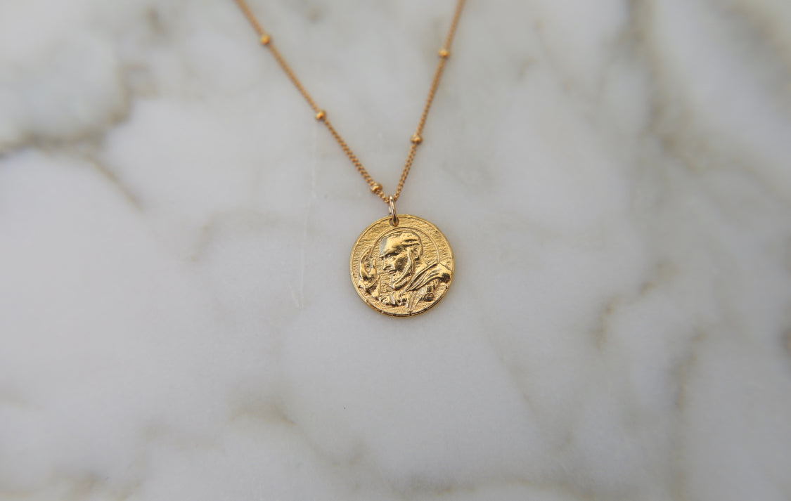 Padre Pio Necklace in Gold Vermeil