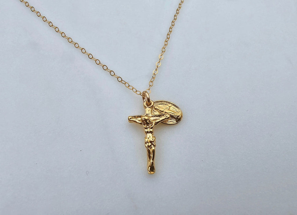 Miraculous Medal and Crucifix Necklace