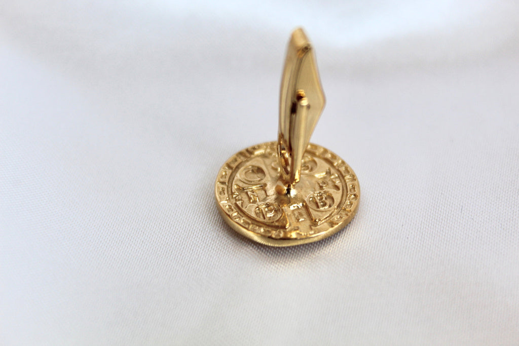 St. Benedict Cufflinks in Gold Vermeil