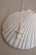 Roselle Cross Necklace| Sterling Silver