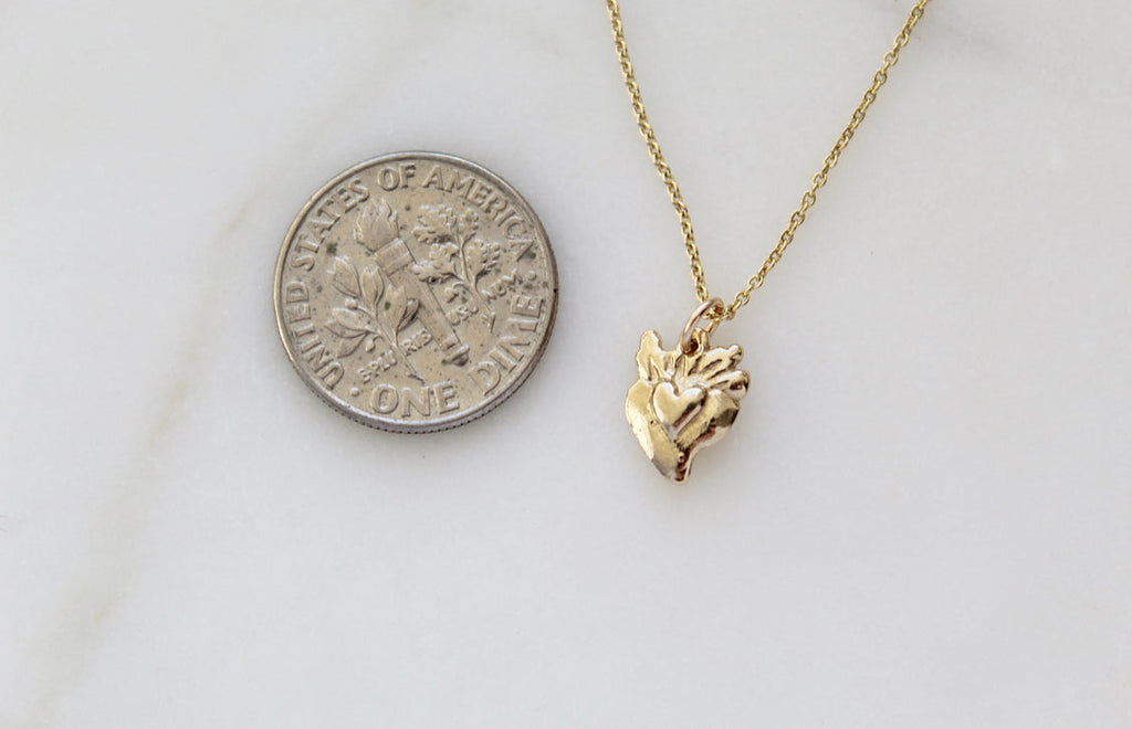 Tiny Sacred Heart 14k Gold