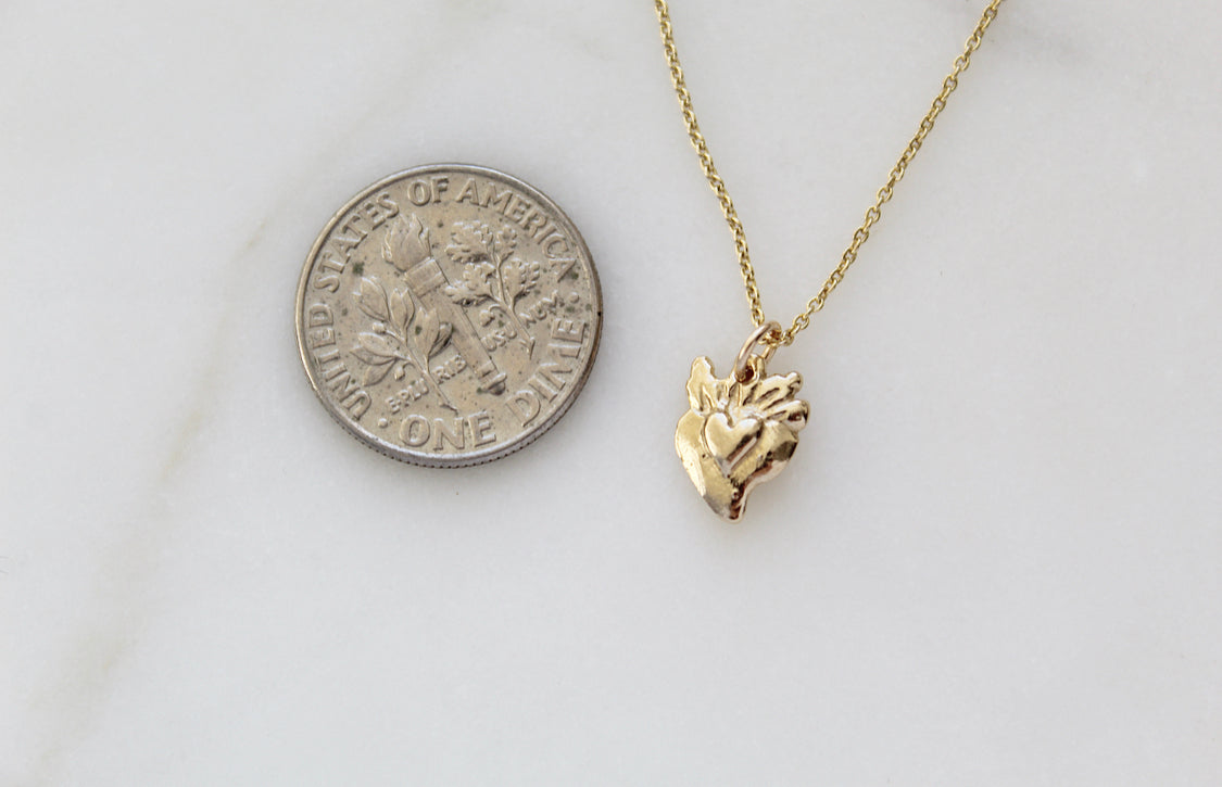 Tiny Sacred Heart 14k Gold